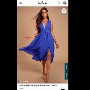 Lulu’s Divine Dahlia Royal Blue Midi Dress